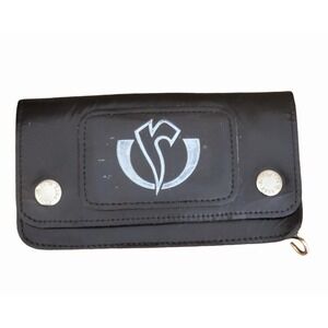 Vintage Ride Motorcycle Black Leather Thin Wallet Billfold Trucker Biker